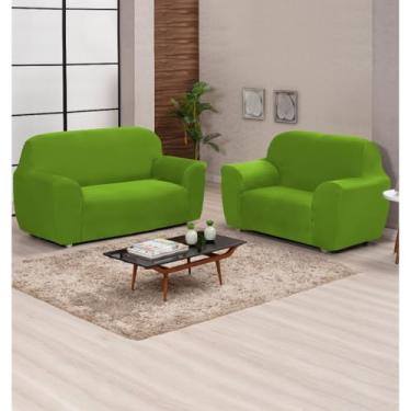 Imagem de Capa de Sofá King Coladinha 3 e 2 Lugares Protetora Elástica Ajustável (verde)