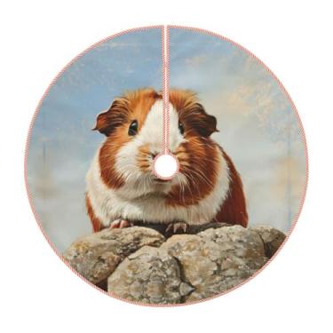 Imagem de Saia de árvore de Natal com estampa de porquinho da índia, decorações de Natal rústicas, decoração de festa de inverno e ano novo