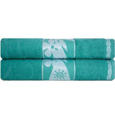 Imagem de Jogo de Toalha Praia e Piscina Banhão Gigante 100% Algodão Felpuda 2 Peças Marcotex