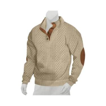 Imagem de Suéter Masculino De Tricô Jacquard Casual De Manga Comprida Com Gola A