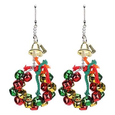 Imagem de SIWOTED 2 unidades de pássaro de estimação papagaio sino anel guirlanda brinquedo natal gaiola guirlanda decoração fornecimento