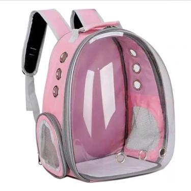 Imagem de Mochila Pet Transparente: Transporte Gato – Respirável, Visão Panorâmica, Ideal para Viagem e Passeios(Rose clara 825)