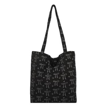 Imagem de Bolsa de ombro de grande capacidade – Bolsa elegante com laço de borboleta, bolsa moderna em estilo para mulheres, viagens e uso diário, Preto, Bolsa de mão