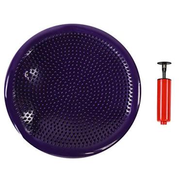 Imagem de Almofada macia para equilíbrio de ioga, espessada para treinamento de estabilidade e recuperação do tornozelo, pvc roxo 35x35x3cm com bomba