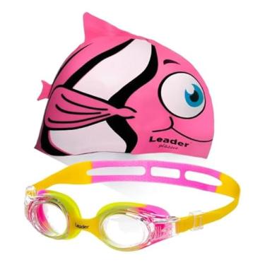 Imagem de Kit Natação Infantil Joy Óculos + Touca Peixe Rosa Leader