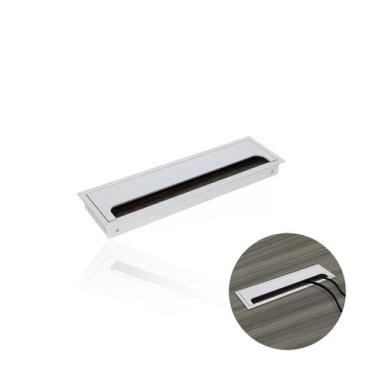 Imagem de Passa Cabo Max Alumínio Anodizado Retangular Para Mesas 8 X 27,5 Cm - 