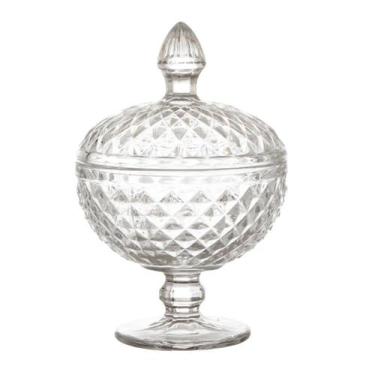 Imagem de Potiche de Vidro C/ Pé Lumiere Transparente Baleiro Bomboniere 12x18,5