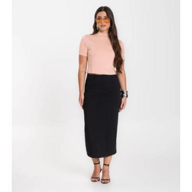 Imagem de Saia Feminina Midi Infinita Cor Preto, M, Preto