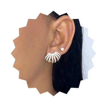 Imagem de Brinco Ear Cuff 8 Fios Cravejado Zircônias Folheado Ouro 18k