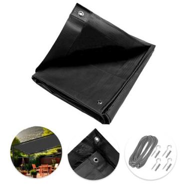 Imagem de Tela Lona Preta 3x2.5 Metros Sombreamento Impermeável Shade Lux + Kit 