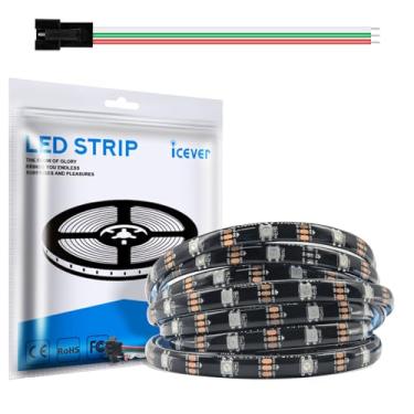 Imagem de Fita de luzes LED WS2812B 5V 150 LEDs RGB IC 5050SMD endereçáveis individuais - PCB preto flexível IP65-30LEDs/m MagicRGB Dream Color para projetos DIY Chasing Color (sem fonte de alimentação e