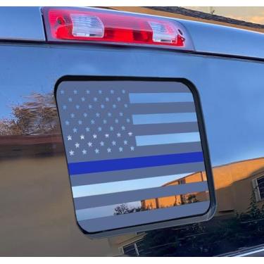 Imagem de Para Toyota Tacoma 2024-2025 2026 Decalque de bandeira americana para janela traseira média, vidro de janela deslizante central traseira adesivo de vinil da bandeira dos EUA, para acessórios