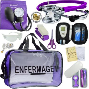 Imagem de Kit Enfermagem Cores Bolsa Top Premium + Medidor Glicose - Love Saude,
