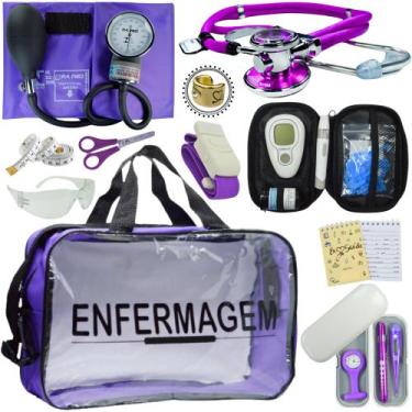 Imagem de Kit Enfermagem Cores Bolsa Top Premium + Medidor Glicose - Love Saude,