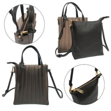 Imagem de Bolsa feminina mão é transversal 2 em 1 - golden fenix, Preto