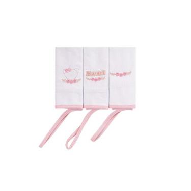 Imagem de Toalha de Boca para Bebê com Prendedor de Chupeta Baby Joy, Ursa Rosa