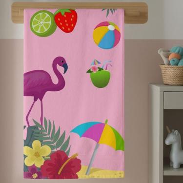 Imagem de Toalha Infantil Para Banho Menina Tema Praia Com Secagem Fácil Estampa