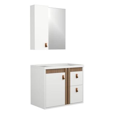 Imagem de Gabinete Para Banheiro Olivia 60cm Suspenso Branco/jequitibá