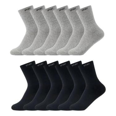 Imagem de Kit Meia Cano Alto Sport 12 Pares, Preto