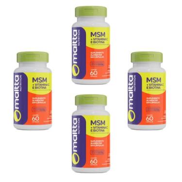 Imagem de Kit 4 MSM + Vitamina C e Biotina 4x60 cápsulas Maltta, Sem sabor
