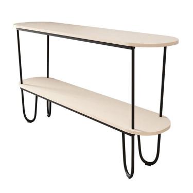 Imagem de Aparador Requinte Pés De Aço Tubolar 160 Cm Off White/preto Off White/preto