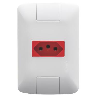 Imagem de Conjunto 4x2 com 1 Tomada 2p+t 20 Amperes 250 Volts Branco E Vermelho Aria 57241015 Tramontina C