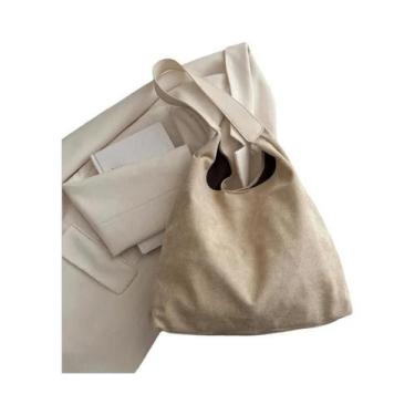 Imagem de Bolsa De Ombro Vintage Feminina De Grande Capacidade Em Suede, Cor Sól