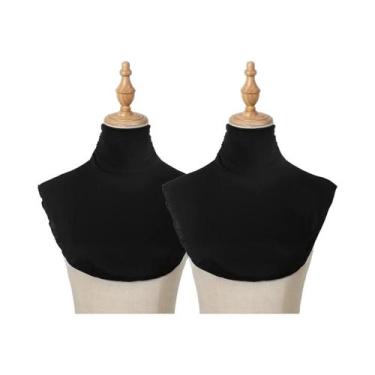 Imagem de Gola Falsa Feminina Preta De Modal Com Gola Alta, Macia, Elástica, Des