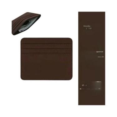 Imagem de Carteira Fina De Couro PU Para Cartões De Crédito Masculina E Feminina