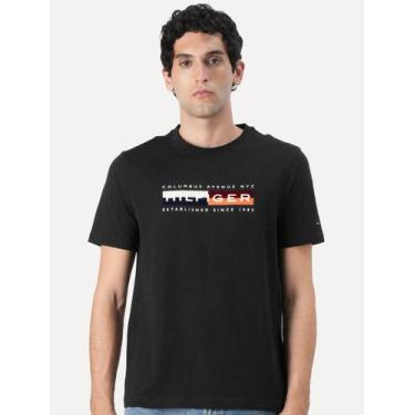 Imagem de Camiseta Tommy Hilfiger Masculina Colour Block Graphic Preta Tamanho:X