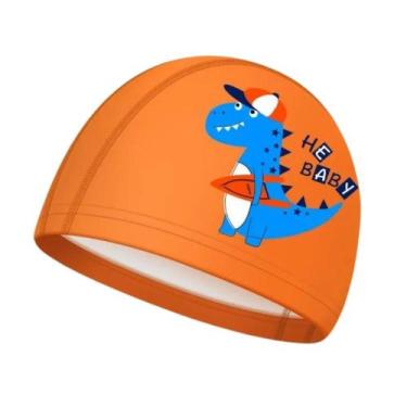 Imagem de Touca De Natação Infantil Profissional Dinossauro H.B, Laranja dinossa