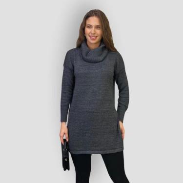 Imagem de Blusa Feminina Longa Gola Alta com Poliéster Elastano - GIP ECOMMERCE,