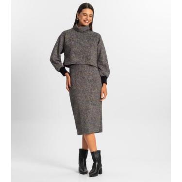 Imagem de Saia Feminina Midi Rovitex Preto, P, Preto