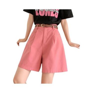 Imagem de Shorts Cargo Femininos De Cintura Alta Em Algodão E Linho Para O Verão