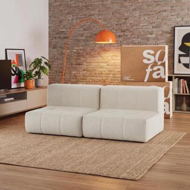 Imagem de Sofá 2 lugares Modular Sofá na Caixa em Boucle com 2 Módulos 1,72m Sem