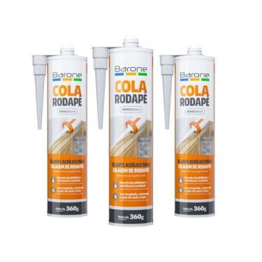 Imagem de Kit 3 Pu 40 Branco Cola Rodapé MDF Gesso 360g Barone