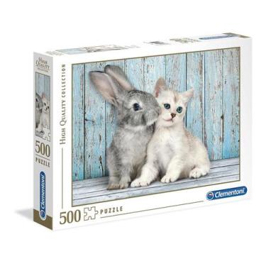 Imagem de Quebra-cabeça Clementoni Cat & Bunny 500 peças - Gloome Store