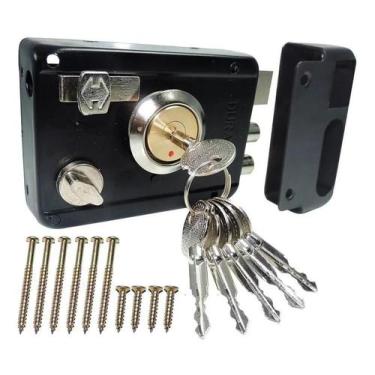 Imagem de Fechadura Sobrepor Duratec Anti-furto Portão Aço Preto 6 Cha - Congrat