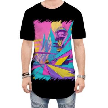 Imagem de Camiseta Longline Vaporwave Paisagem Estilosa Púrpura 7 - Kasubeck Sto