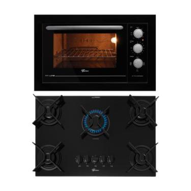 Imagem de Kit Fit Line Fischer: Forno Elétrico Preto e Cooktop 5B Trempe Iron, 2