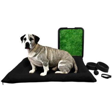 Imagem de Kit Colchonete Pet Grande Sanitário Grama Comedouro Coleira Bolinha - 