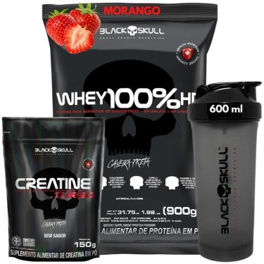 Imagem de Kit Whey Protein 100 HD Pure 900g 3W Concentrado Isolado Hidrolisado com Creatina150g e Coqueteleira-Unissex