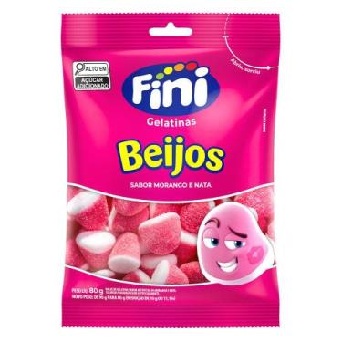 Imagem de Bala de Gelatina Fini Beijos Sabor Morango e Nata 80g