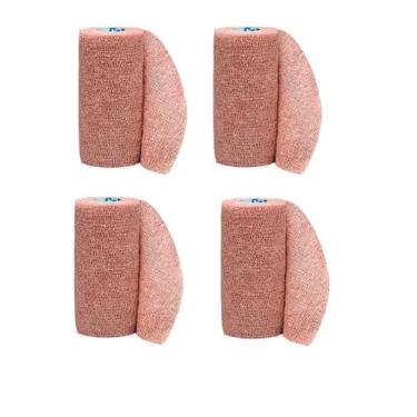 Imagem de Kit Bandagem Atadura Elástica Flexband 10cmX4,5m Bege 4 Unid