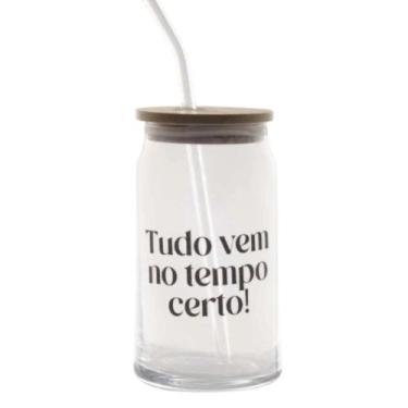 Imagem de Copo De Vidro Com Tampa De Bambu  470ml - Copos e Canecas, Tudo Vem No