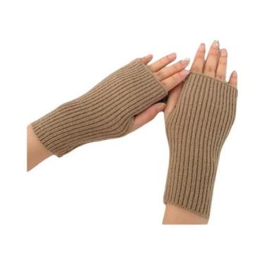 Imagem de Luvas De Tricô Femininas De Inverno Macias E Quentes Com Dedos Cortado