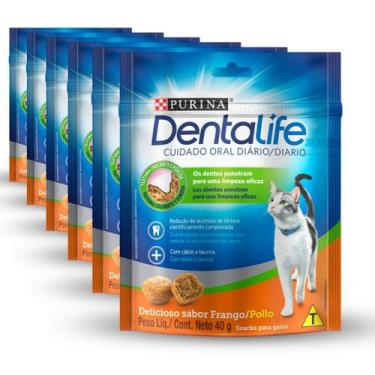 Imagem de Kit 6 Unidades Purina Dentalife Gatos Sabor Frango 40g - Petisco para 