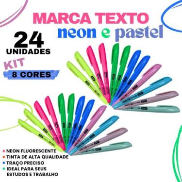 Imagem de Caneta Marca Texto Vighs Kit 24un 8 Pastel e 16 Neon, AM/RS/VD/AZ