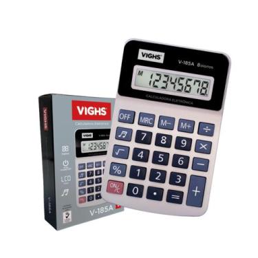 Imagem de Calculadora Mesa Pequena V185A 8 Dígitos Cinza - Vighs