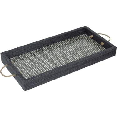 Imagem de Bandeja Home&Co 40x20x4cm MDF Preto Enfeite Decorativo para Sala Quart